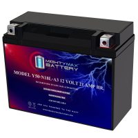 Y50-N18L-A3 -12 Volt 21 AH, 350 CCA, Rechargeable Maintenance Free SLA AGM Motorcycle Battery