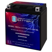 YB12A-A -12 Volt 12 AH, 165 CCA, Rechargeable Maintenance Free SLA AGM Motorcycle Battery