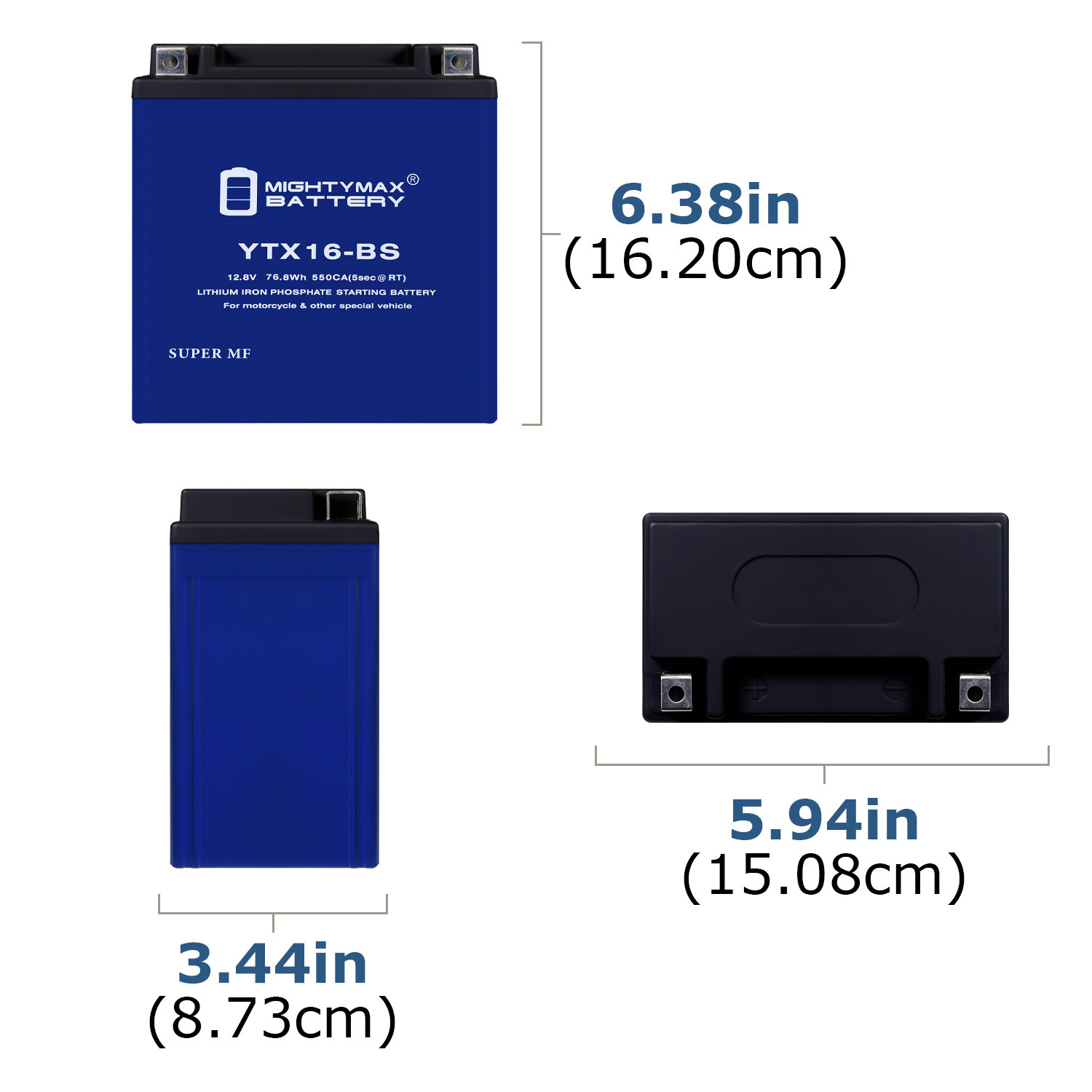 Mighty Max Battery YTX16-BSLIFEPO4 – 12 Volt 14 AH, 360 CCA, Lithium Iron Phosphate (LiFePO4) Battery Mighty Max Battery YTX16-BS LIFEPO4 - 12 Volt 14 AH, 400 CCA, Lithium Iron Phosphate (LiFePO4) Battery