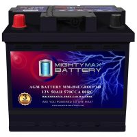MM-H4L Start and Stop Car BCI Group Size 140 Positive Terminal on Left Side [+ -] 12V 50 AH, 80RC, 570 CCA Rechargeable AGM Car Battery