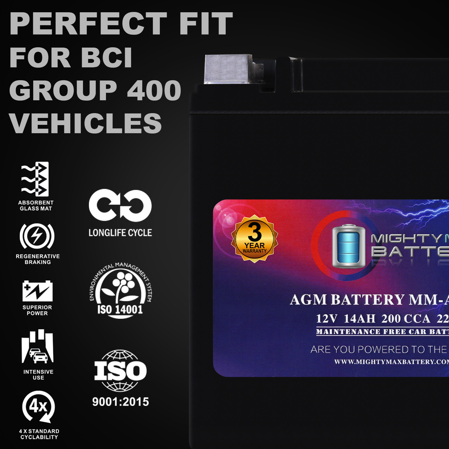 MM-AUX14 Auxiliary Battery 12V 14Ah, 22RC, 200 CCA Rechargeable AGM Car Battery MM-AUX14 Auxiliary Battery 12V 14Ah, 22RC, 200 CCA Rechargeable AGM Car Battery