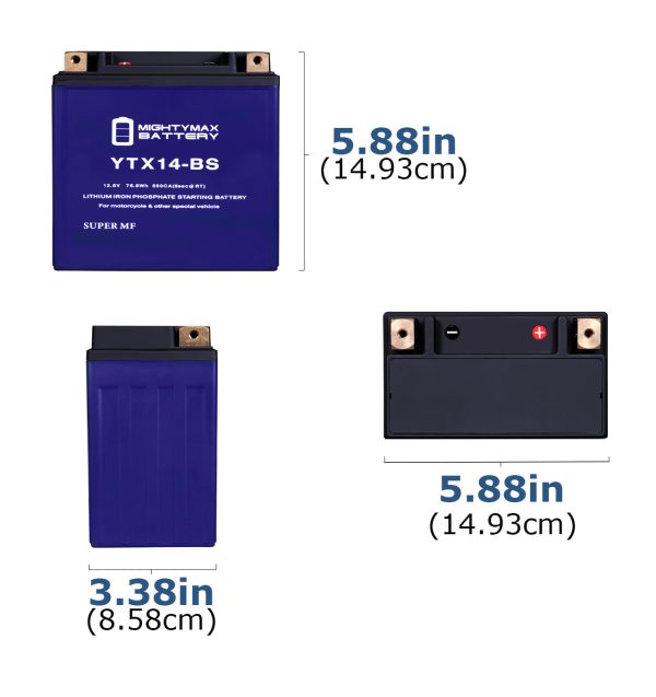 YTX14-BS Lithium Replacement Battery Compatible with Kawasaki