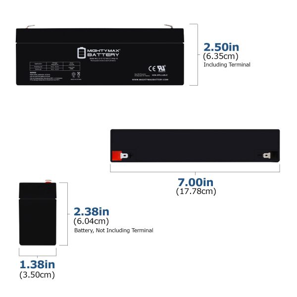 ML2.3-12 - 12 Volt 2.3 AH, F1 Terminal, Rechargeable SLA AGM Battery ...