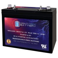 MM-G24M, 12V 90Ah, Group Size 24M Deep-Cycle Marine AGM, Dual-Purpose Starting & Deep Discharge, 550 CCA, 700 MCA, 145 RC, Spill-Proof Maintenance-Free Battery MM-G24M, 12V 90Ah, Group Size 24M Deep-Cycle Marine AGM, Dual-Purpose Starting & Deep Discharge, 550 CCA, 700 MCA, 145 RC, Spill-Proof Maintenance-Free Battery