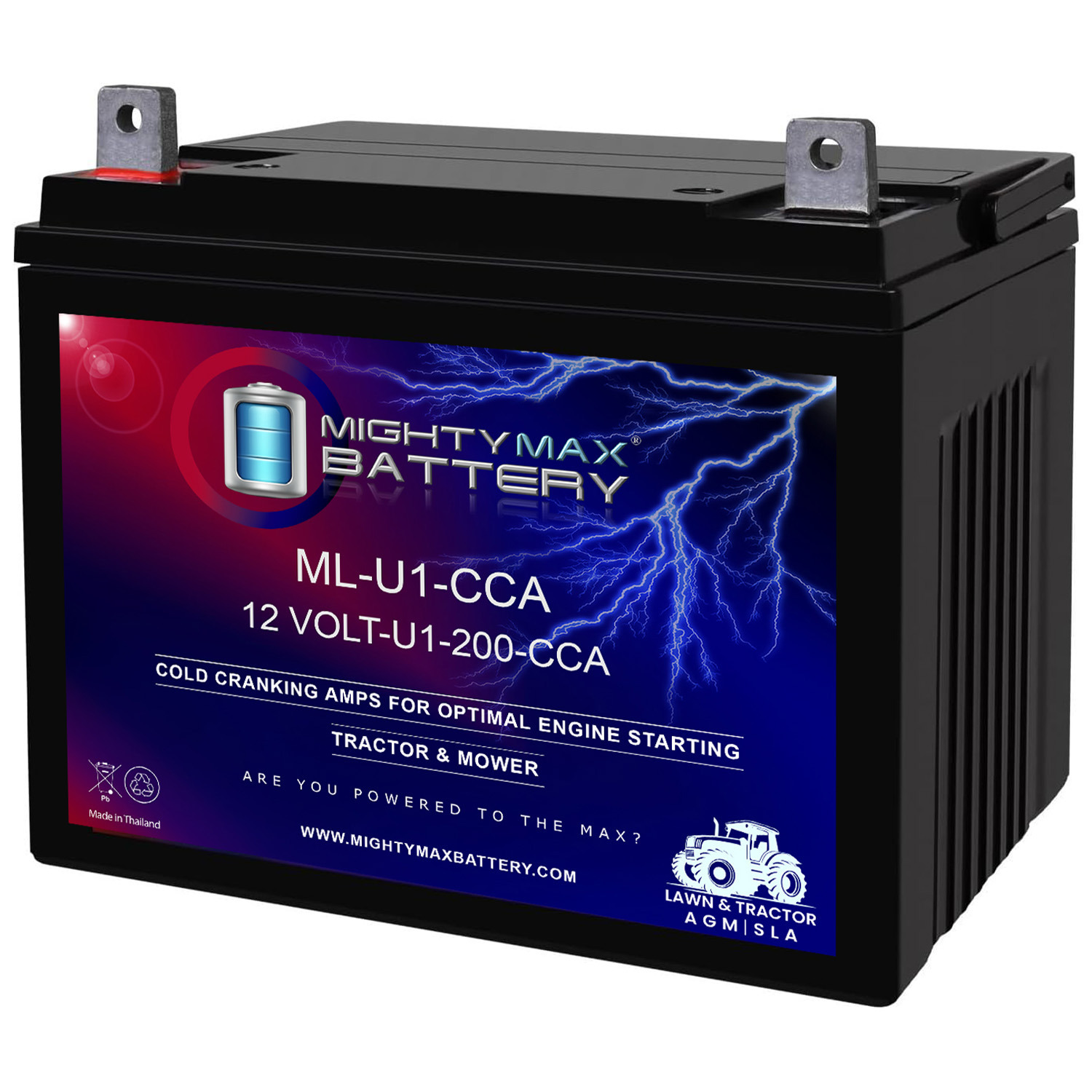 ML-U1 12V 200CCA Battery for Ariens 2348XL 0Turn Lawn Tractor Mower ML-U1-CCA -12 Volt, 200 CCA, Nut and Bolt (NB) Terminal, Rechargeable SLA AGM Battery