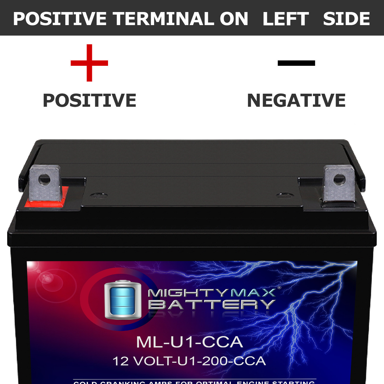 ML-U1 12V 200CCA Battery for Ariens 2348XL 0Turn Lawn Tractor Mower ML-U1-CCA -12 Volt, 200 CCA, Nut and Bolt (NB) Terminal, Rechargeable SLA AGM Battery