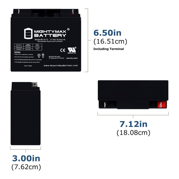 ML18-12 - 12V 18AH Fire Alarm Control Panel Battery - MightyMaxBattery