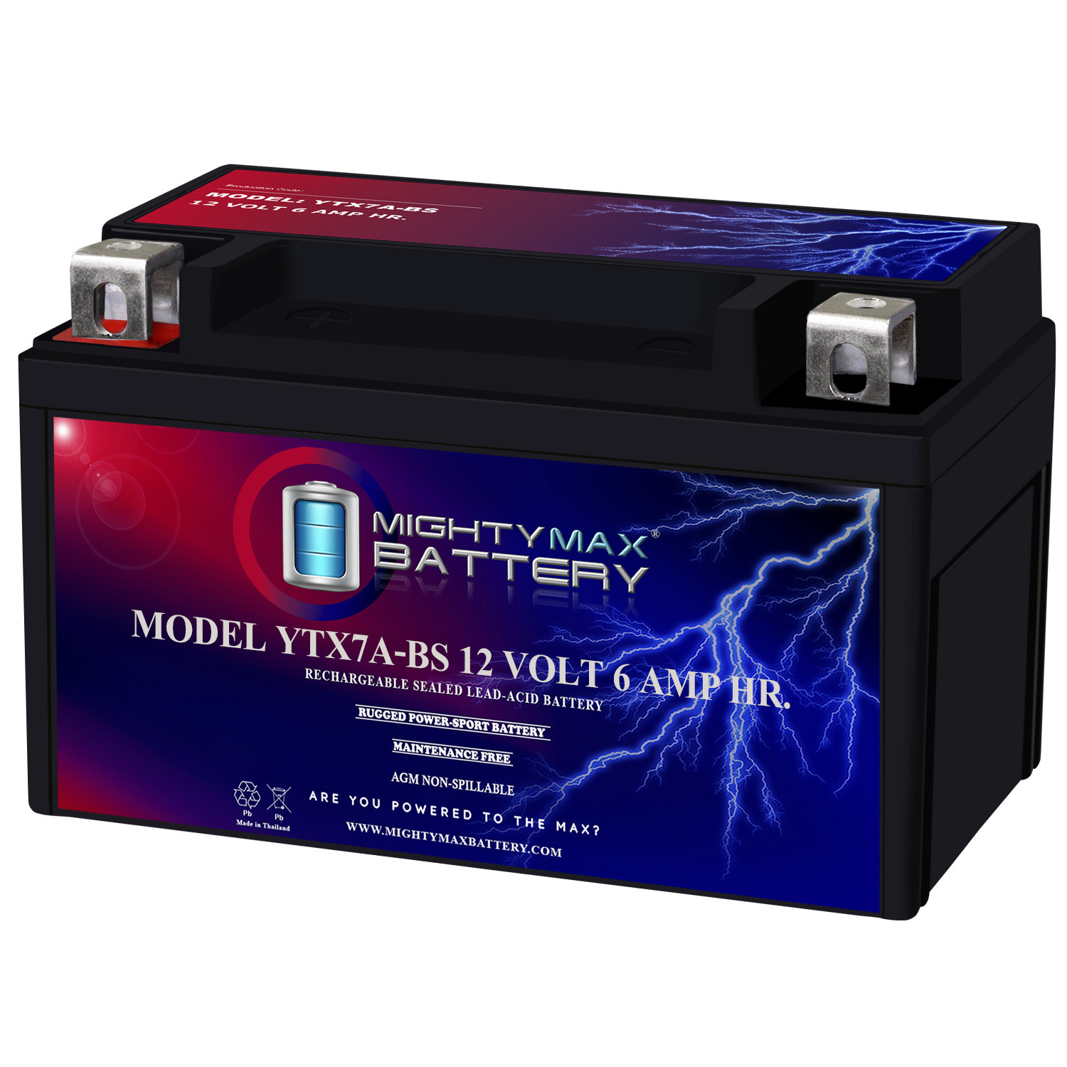YTX7A-BS Battery Replacement for Exide YTX7A-BS Motorcycle YTX7A-BS -12 Volt 6 AH, 105 CCA, Rechargeable Maintenance Free SLA AGM Motorcycle Battery