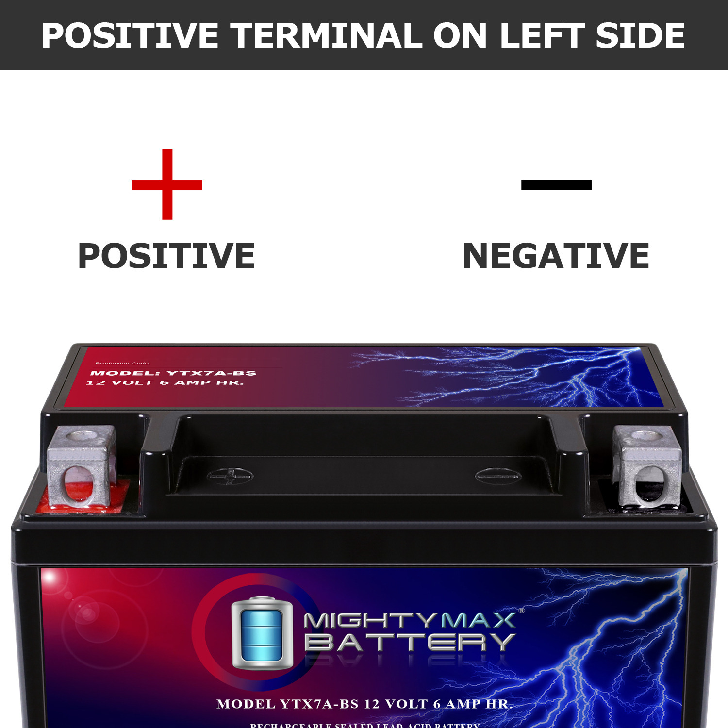 YTX7A-BS Battery Replacement for Exide YTX7A-BS Motorcycle YTX7A-BS -12 Volt 6 AH, 105 CCA, Rechargeable Maintenance Free SLA AGM Motorcycle Battery