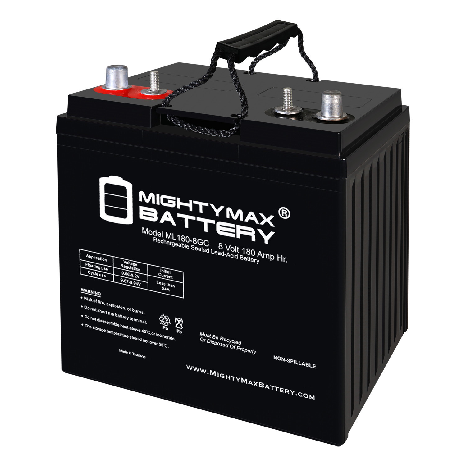 Mighty Max Battery ML180-8GC - 8 Volt 180 AH, Dual Terminal