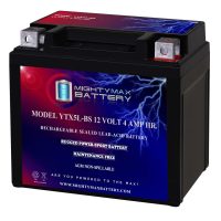 YTX5L-BS -12 Volt 4 AH, 80 CCA, Rechargeable Maintenance Free SLA AGM Motorcycle Battery