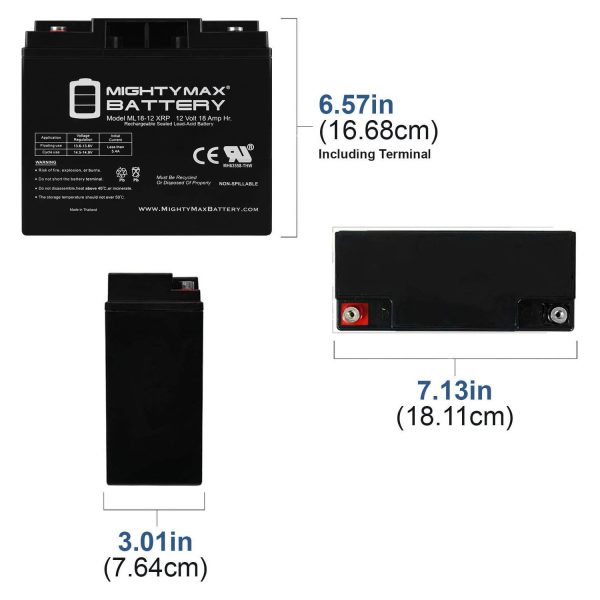 ML18-12XRP - 12 Volt 18 AH, Internal Thread (INT) Terminal, Reverse ...