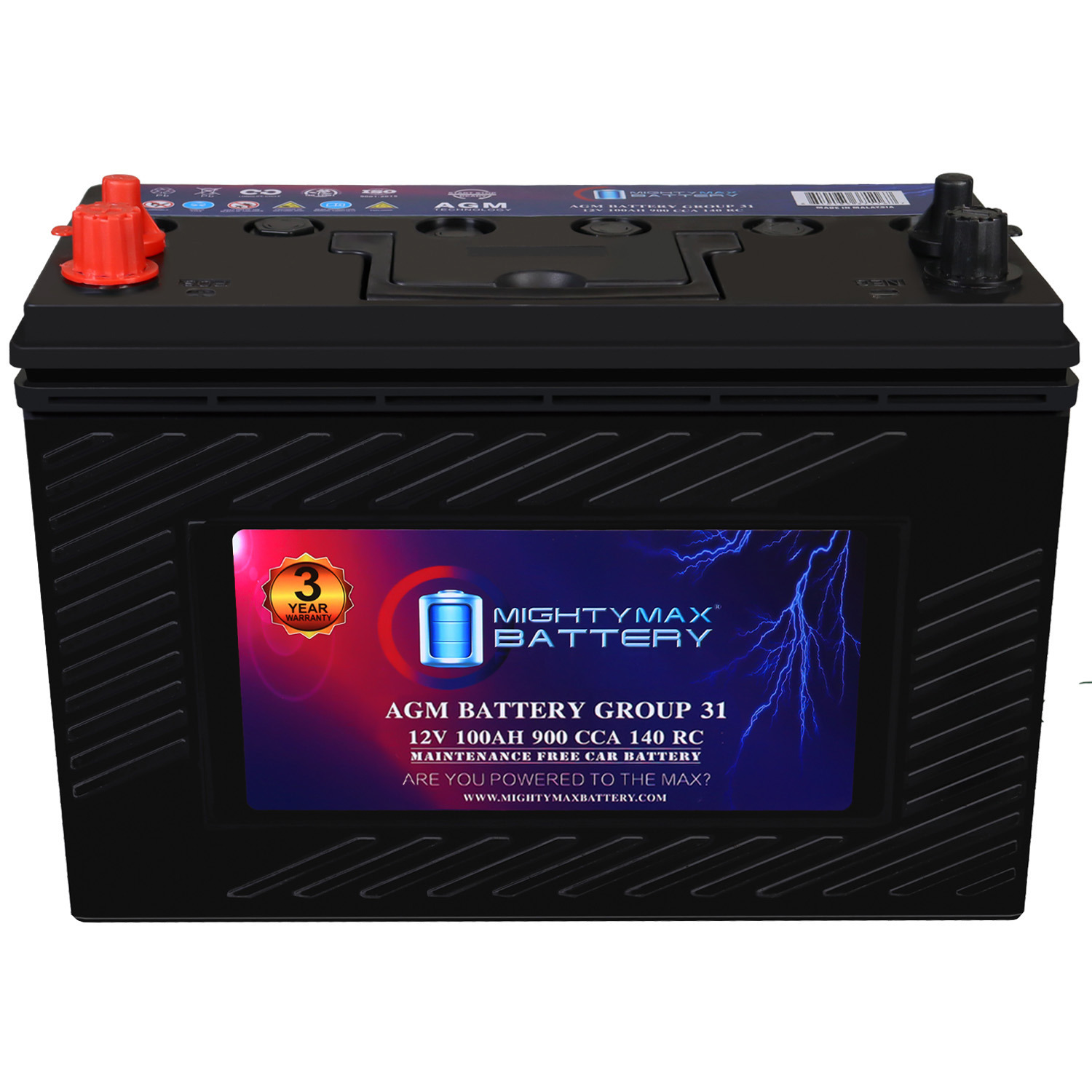 MM-G31 Start and Stop Car BCI Group 31 12V 100AH, 140RC, 900 CCA, Rechargeable AGM Car battery MM-G31 Start and Stop Car BCI Group 31 12V 100AH, 140RC, 900 CCA, Rechargeable AGM Car battery