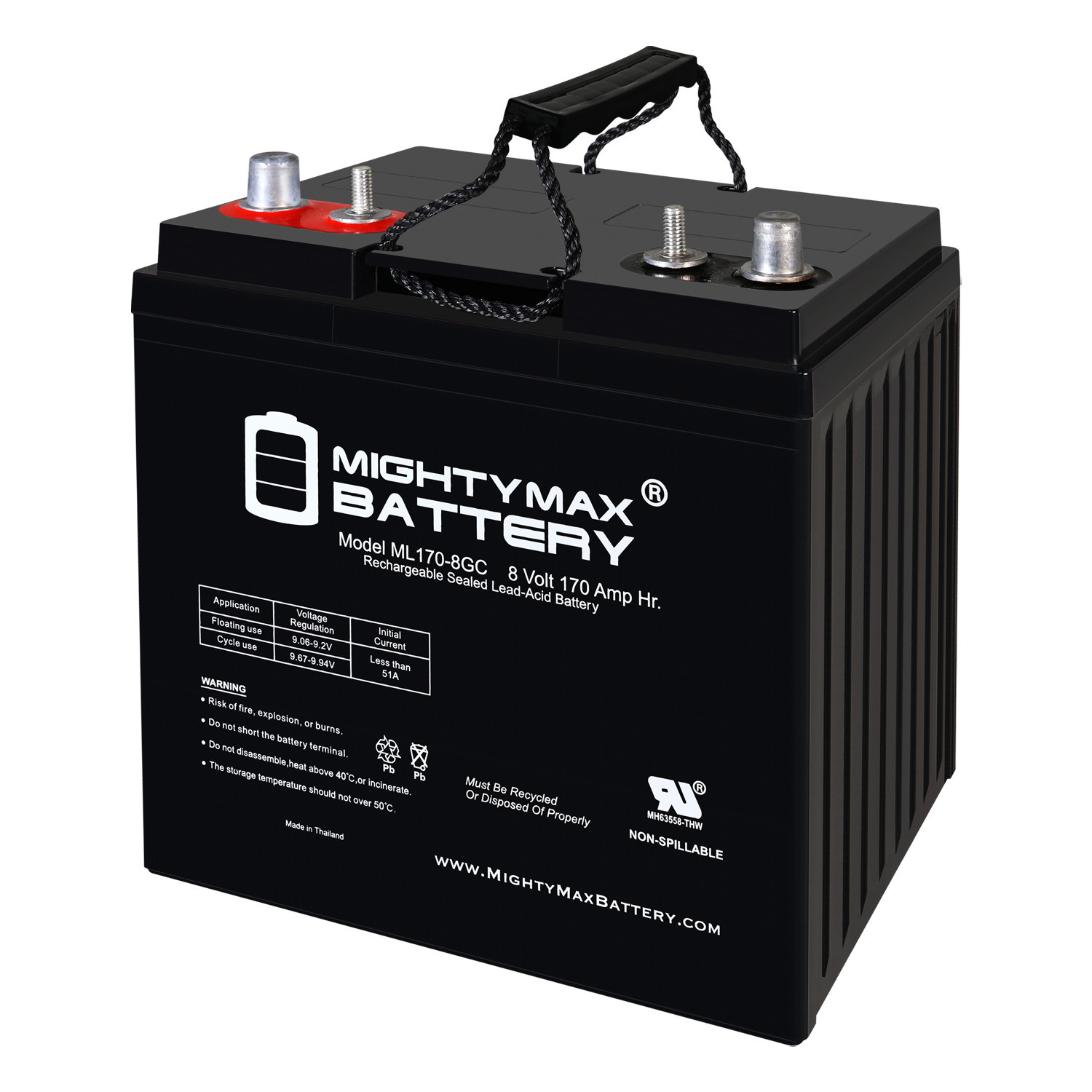 Mighty Max Battery ML170-8GC – 8 Volt 170 AH, Dual Terminal, Rechargeable SLA AGM Battery For Golf Cart Mighty Max Battery ML170-8GC - 8 Volt 170 AH, Dual Terminal, Rechargeable SLA AGM Battery For Golf Cart