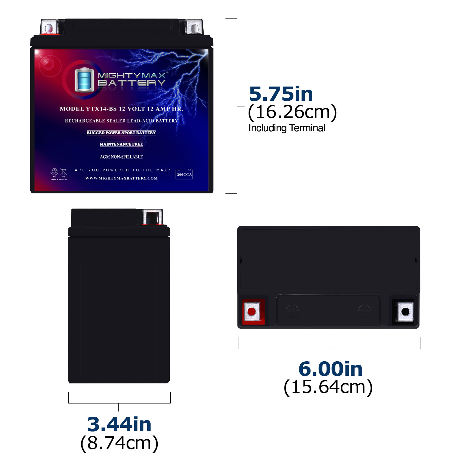 YTX14-BS Battery for Kawasaki KVF650 Brute Force 650CC 02-09 YTX14-BS - 12 Volt 12 AH, 200 CCA, Rechargeable Maintenance Free SLA AGM Motorcycle Battery