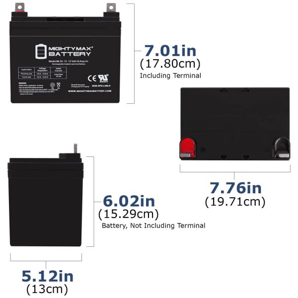 ML35-12 - 12V 35AH Sealed Lead Acid Battery w/ NB Terminal