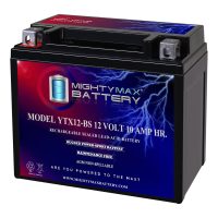 YTX12-BS -12 Volt 10 AH, 180 CCA, Rechargeable Maintenance Free SLA AGM Motorcycle Battery