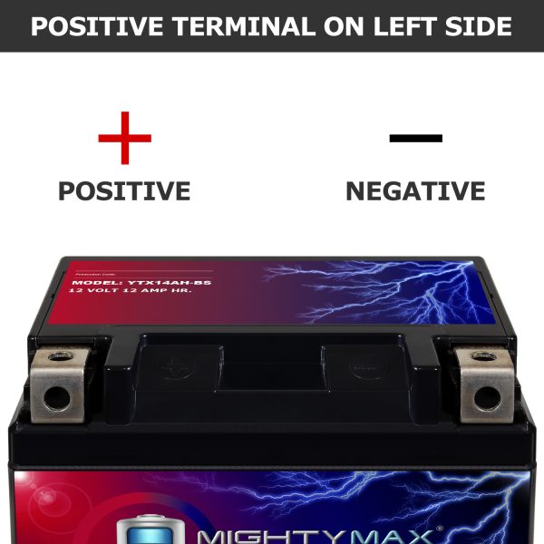 YTX14AH-BS 12V 12Ah Battery Replaces Polaris Scrambler 250 400 500