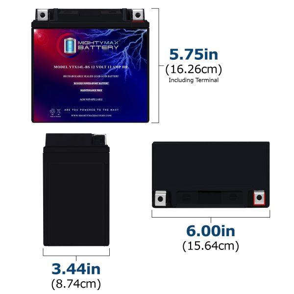YTX14L-BS Replacement Battery for EverStart ES-TX14L
