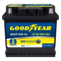 Goodyear 140R-H4-AGM BCI Group Size 140R 12V 50 AH, 80RC, 570 CCA Platinum series Rechargeable AGM Maintenance Free Automotive Battery Goodyear 140R-H4-AGM BCI Group Size 140R 12V 50 AH, 80RC, 570 CCA Platinum series Rechargeable AGM Maintenance Free Automotive Battery