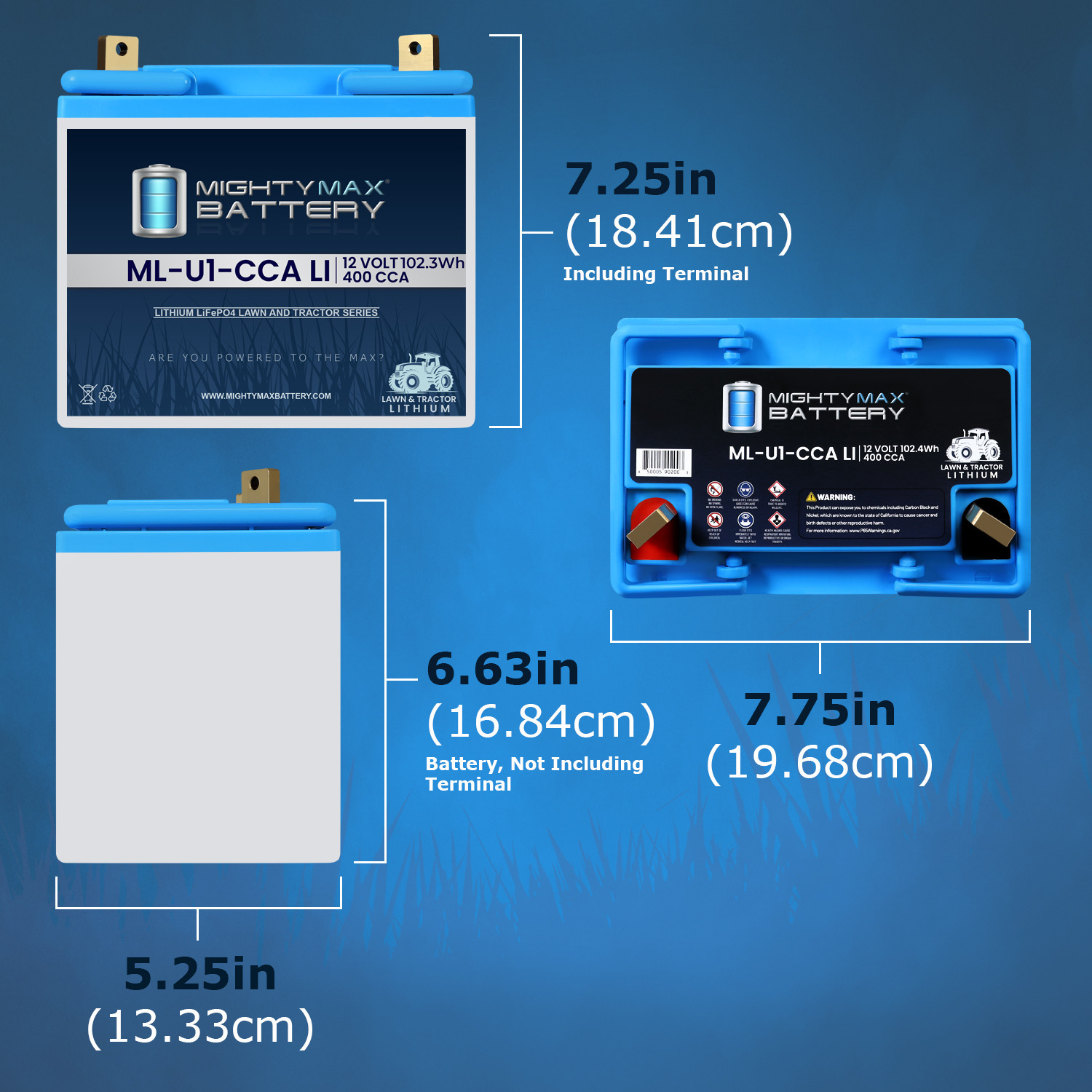ML-U1-CCALI U1 Lithium Battery for Lawn Mower & Tractor, 12V 400 CCA LiFePO4 with Reliable Starting Power for Riding Mowers, Fast Charging & Long Life ML-U1-CCALI U1 Lithium Battery for Lawn Mower & Tractor, 12V 400 CCA LiFePO4 with Reliable Starting Power for Riding Mowers, Fast Charging & Long Life