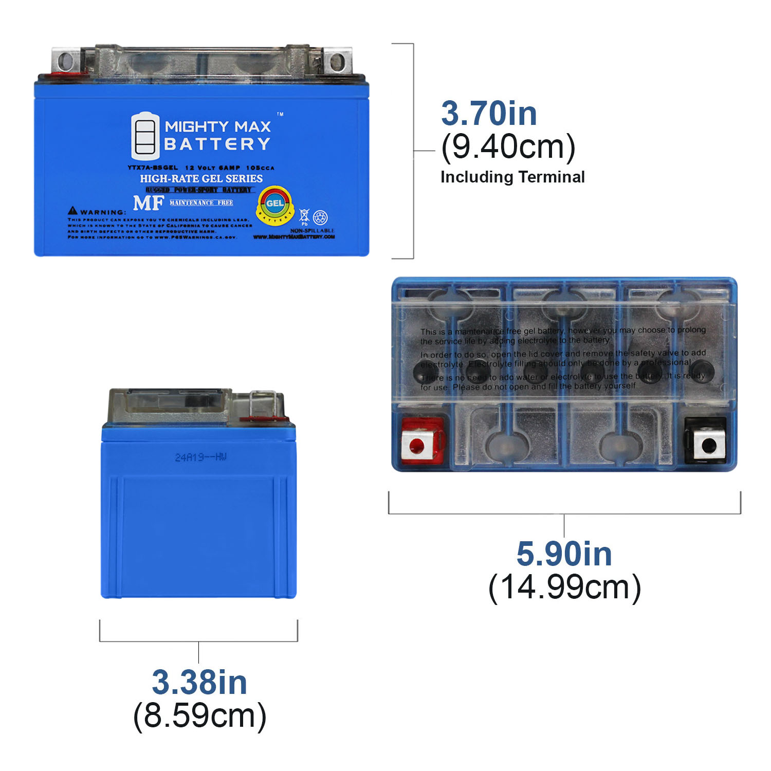 YTX7A-BS GEL Battery Replaces Peugeot Django Heritage 125 14-17 YTX7A-BS GEL -12 Volt 6 AH, GEL Type, 105 CCA, Rechargeable Maintenance Free SLA AGM Motorcycle Battery