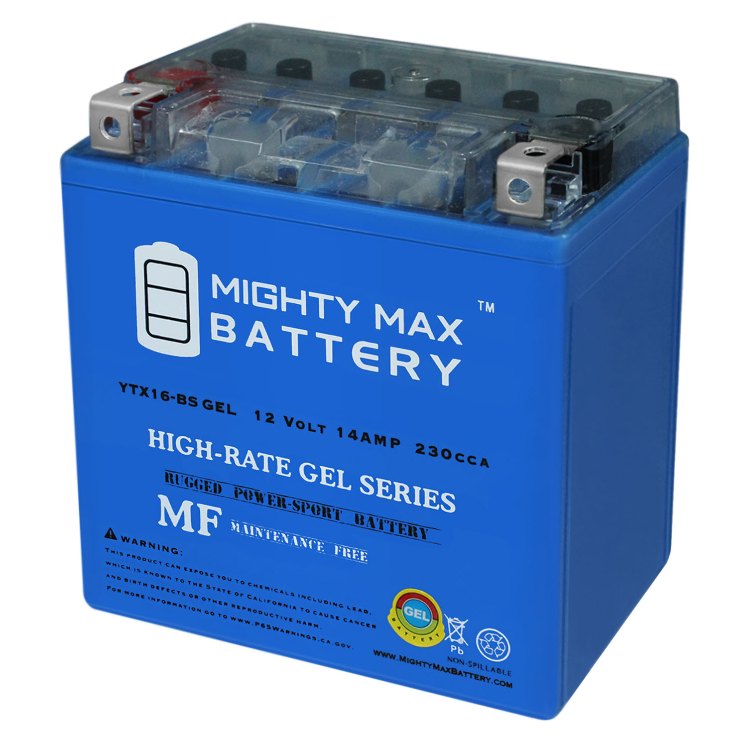 YTX16-BS GEL Replacement Battery for PowerStar PTX16-BS YTX16-BS GEL -12 Volt 14 AH, GEL Type, 230 CCA, Rechargeable Maintenance Free SLA AGM Motorcycle Battery