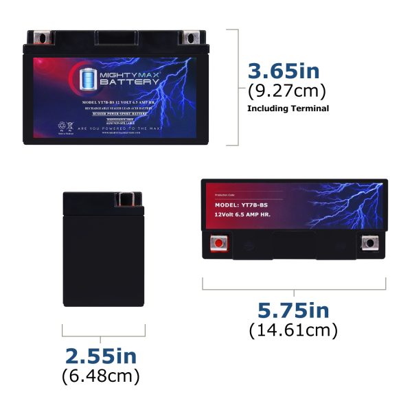 YT7B-BS 12V 6.5AH Battery Compatible with Interstate CT7B-BS -  MightyMaxBattery