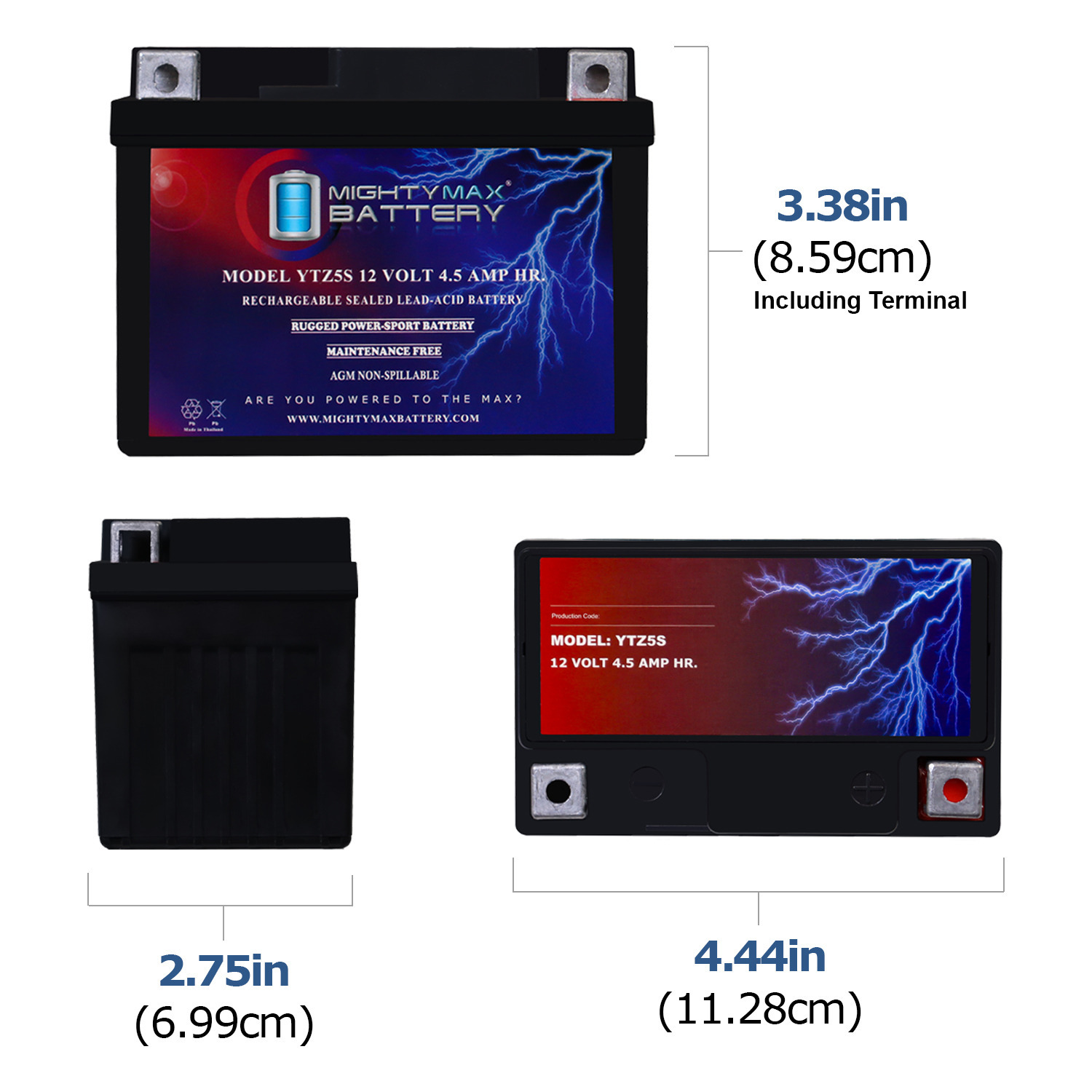 YTZ5S – 12 Volt 4.5 AH, 65 CCA, Rechargeable Maintenance Free SLA AGM Motorcycle Battery YTZ5S - 12 Volt 4.5 AH, 65 CCA, Rechargeable Maintenance Free SLA AGM Motorcycle Battery