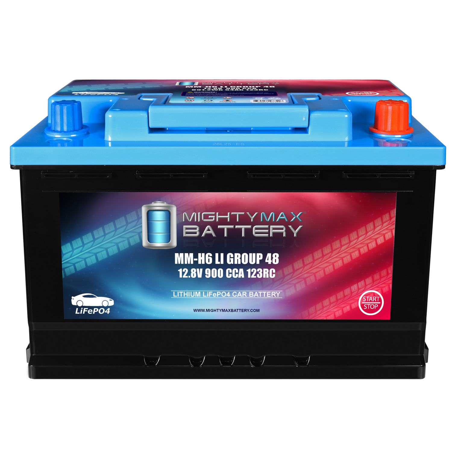 MM-H6LI Lithium Car Battery LiFePO4 12.8V Automotive Start-Stop Compatible Replacement 900CCA 123 RC 54Ah Group 48 Built-in BMS, Lightweight, Long Cycle Life MM-H6LI Lithium Car Battery LiFePO4 12.8V Automotive Start-Stop Compatible Replacement 900CCA 123 RC 54Ah Group 48 Built-in BMS, Lightweight, Long Cycle Life