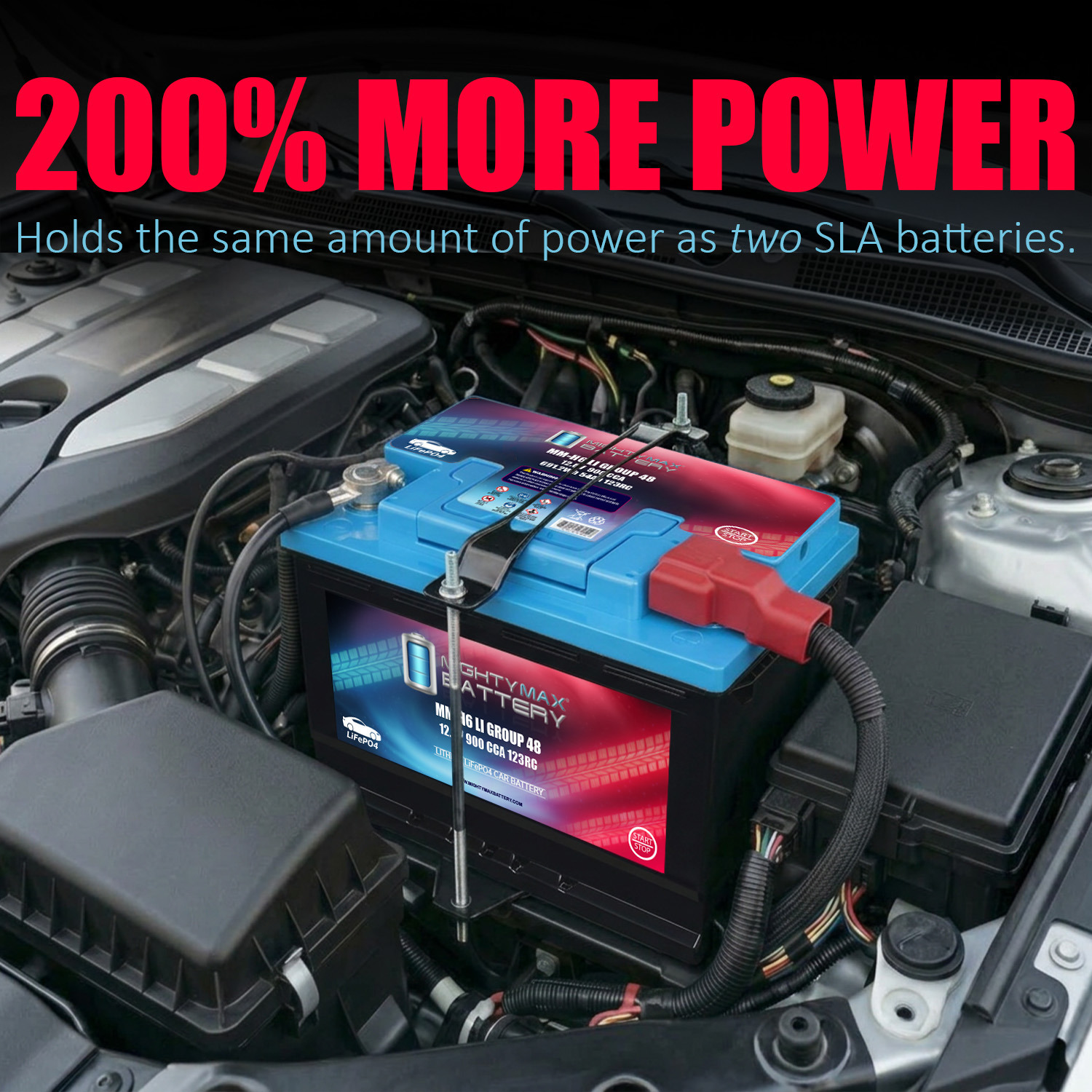 MM-H6LI Lithium Car Battery LiFePO4 12.8V Automotive Start-Stop Compatible Replacement 900CCA 123 RC 54Ah Group 48 Built-in BMS, Lightweight, Long Cycle Life MM-H6LI Lithium Car Battery LiFePO4 12.8V Automotive Start-Stop Compatible Replacement 900CCA 123 RC 54Ah Group 48 Built-in BMS, Lightweight, Long Cycle Life