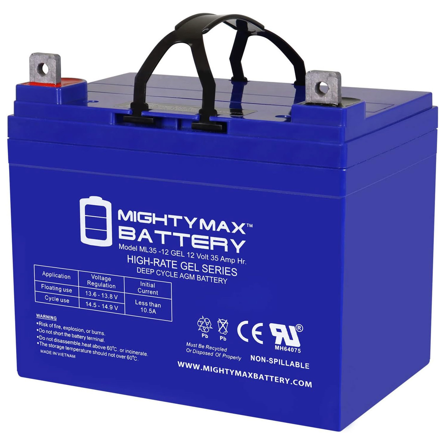 ML35-12 GEL – 12 Volt 35 AH, GEL Type, Nut and Bolt (NB) Terminal, Rechargeable AGM Battery ML35-12 GEL - 12 Volt 35 AH, GEL Type, Nut and Bolt (NB) Terminal, Rechargeable AGM Battery