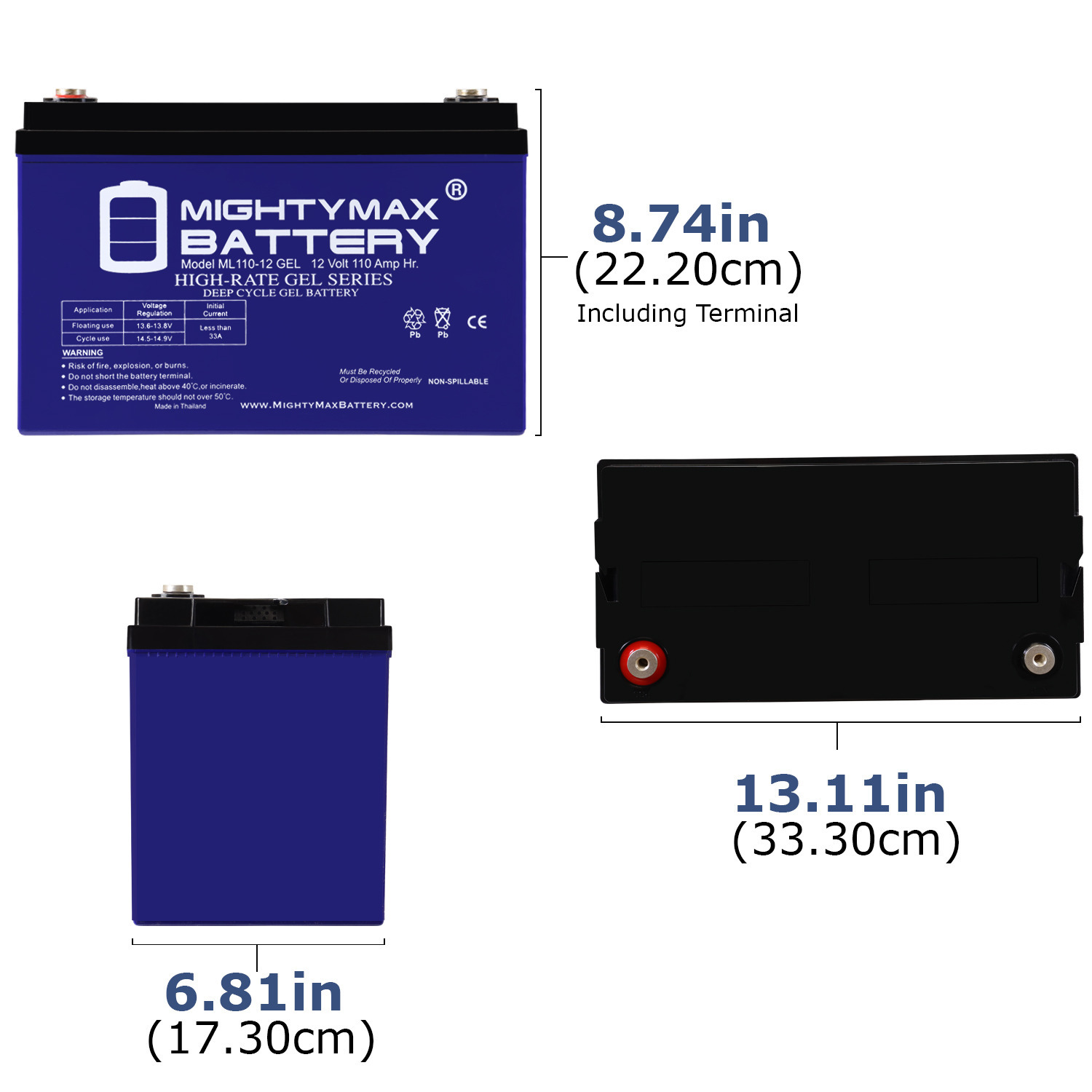 ML110-12 GEL – 12 Volt 110 AH, GEL Type, Internal Thread (INT) Terminal, Rechargeable SLA AGM Battery ML110-12 GEL - 12 Volt 110 AH, GEL Type, Internal Thread (INT) Terminal, Rechargeable SLA AGM Battery