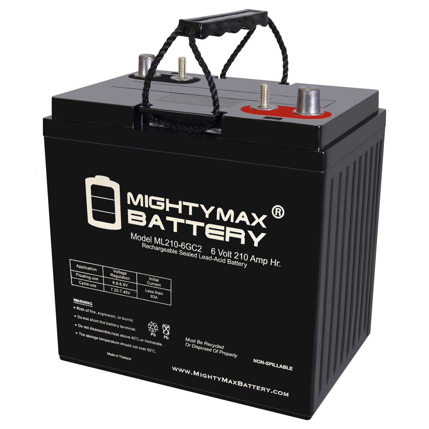 ML210-6GC2 – 6 Volt 210 AH, Dual Terminal, Rechargeable SLA AGM Battery For Golf Cart ML210-6GC2 - 6 Volt 210 AH, Dual Terminal, Rechargeable SLA AGM Battery For Golf Cart
