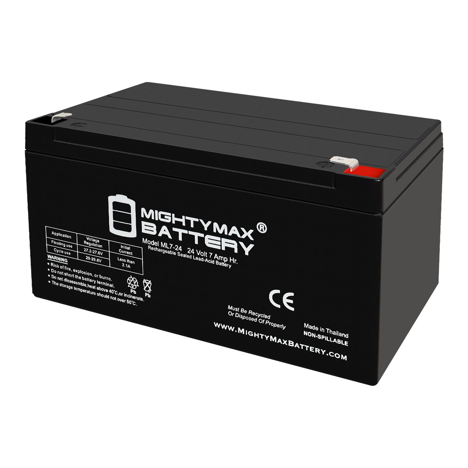 ML7-24 – 24 Volt 7 AH, F2 Terminal, Rechargeable SLA AGM Battery ML7-24 - 24 Volt 7 AH, F2 Terminal, Rechargeable SLA AGM Battery