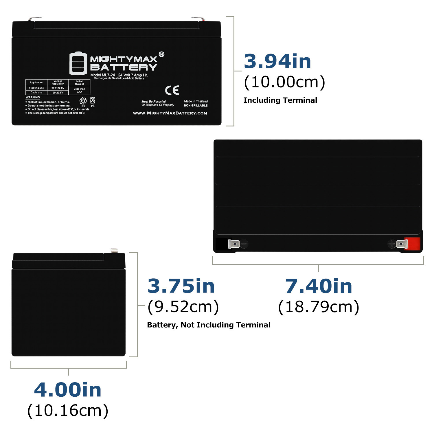 ML7-24 – 24 Volt 7 AH, F2 Terminal, Rechargeable SLA AGM Battery ML7-24 - 24 Volt 7 AH, F2 Terminal, Rechargeable SLA AGM Battery