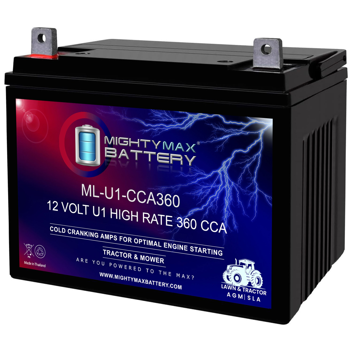 12 Volt, 360 CCA, Nut and Bolt (NB) Terminal, Rechargeable SLA AGM High Rate Series Battery 12 Volt, 360 CCA, Nut and Bolt (NB) Terminal, Rechargeable SLA AGM High Rate Series Battery