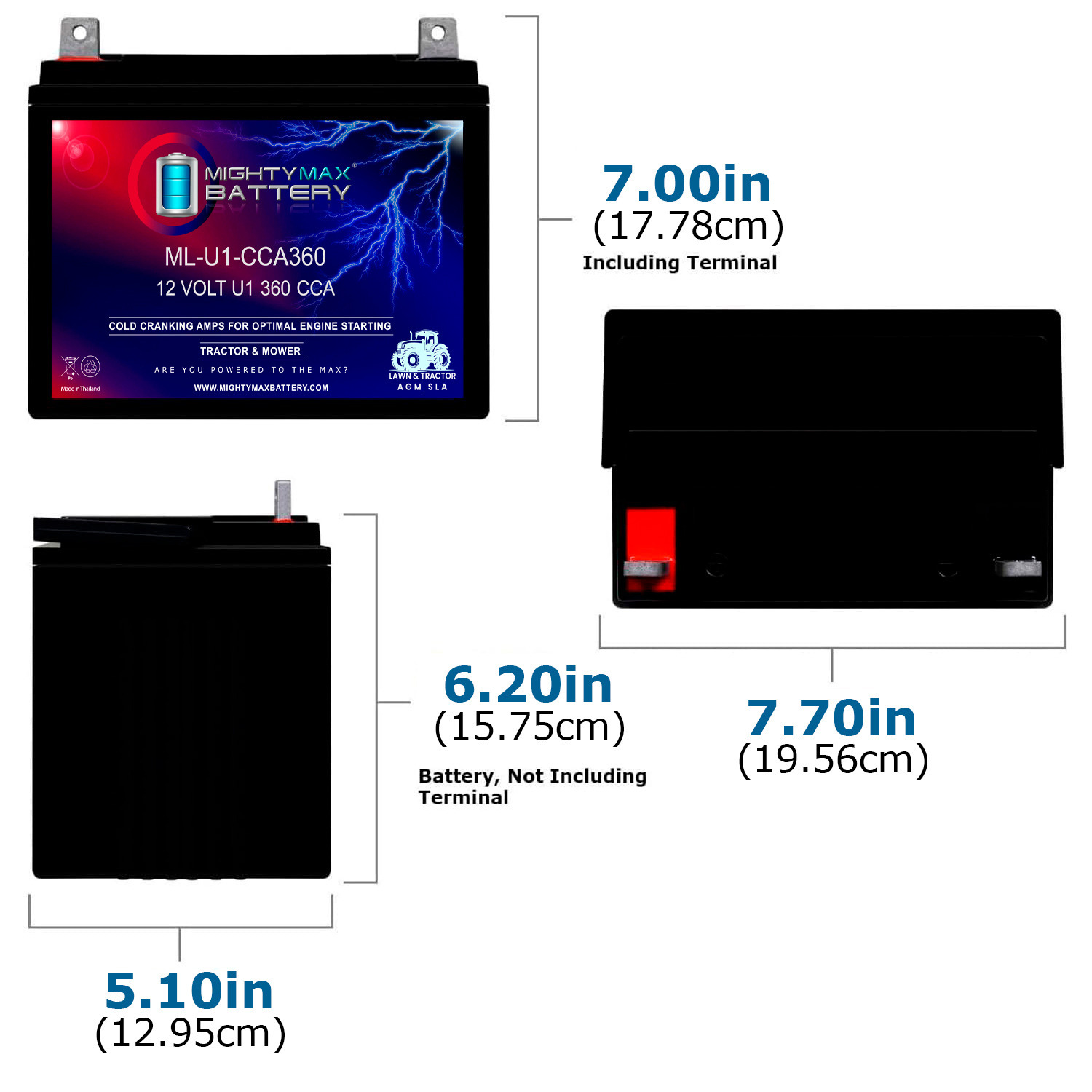 12 Volt, 360 CCA, Nut and Bolt (NB) Terminal, Rechargeable SLA AGM High Rate Series Battery 12 Volt, 360 CCA, Nut and Bolt (NB) Terminal, Rechargeable SLA AGM High Rate Series Battery