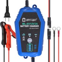 6V/12V 3A Smart Battery Charger & Maintainer compatible with LiFePO4, SLA, GEL, AGM, WET and Deep Cycle Batteries with LCD Display 6V/12V 3A Smart Battery Charger & Maintainer compatible with Yuasa Enersys Battery