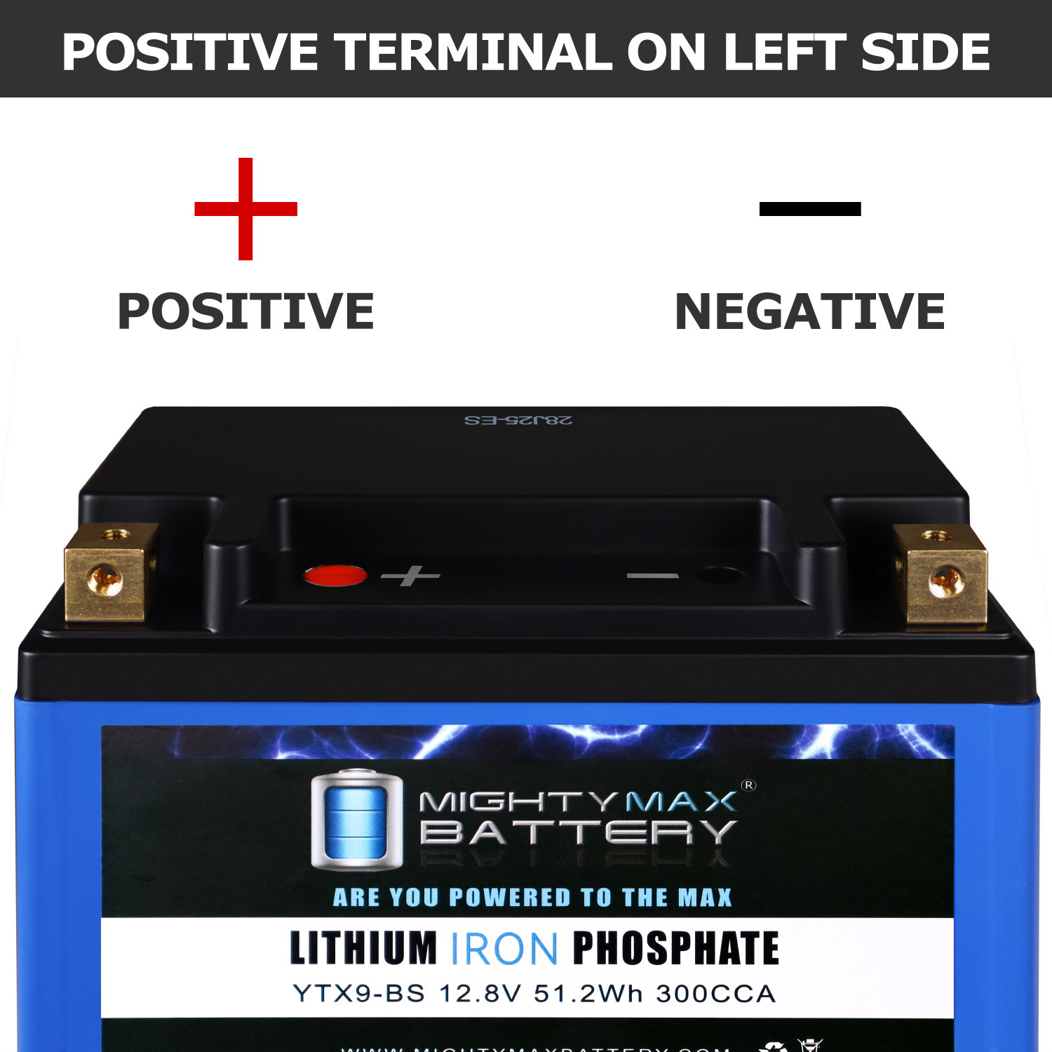 YTX9-BS Lithium Replacement Battery Compatible with ES9BS, MBTX9U-BS YTX9-BS LIFEPO4 - 12 Volt 8 AH, 300 CCA, Lithium Iron Phosphate (LiFePO4) Battery