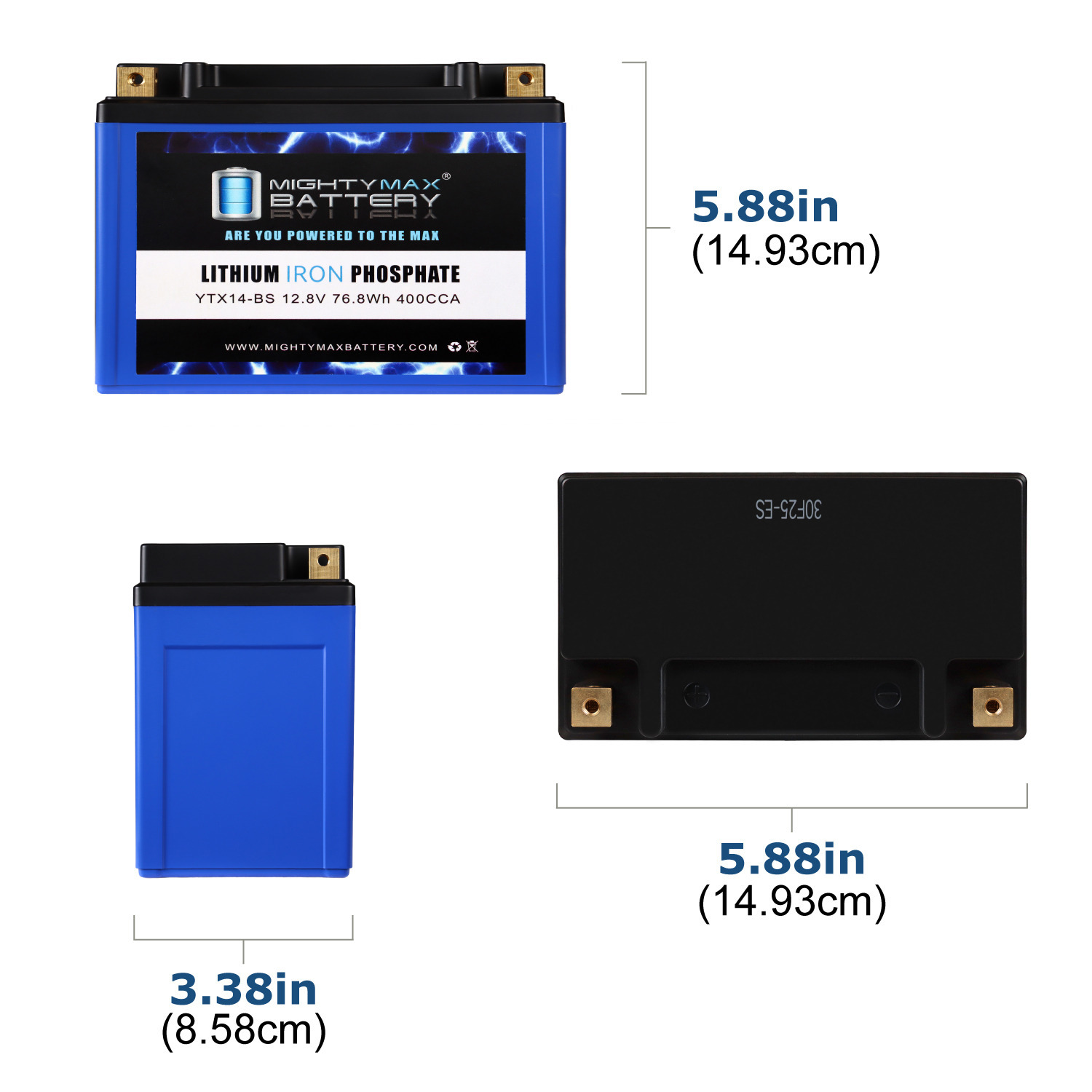 YTX14-BS Lithium Replacement Battery Compatible with Kawasaki KFX700 700CC 03-10 Mighty Max Battery YTX14-BS LIFEPO4 - 12 Volt 12 AH, 400 CCA, Lithium Iron Phosphate (LiFePO4) Battery